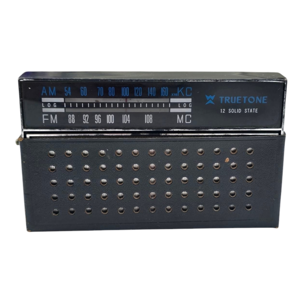 True Tone *READ* 12 Solid State 1960s 1970s Portable Transistor AM/FM Radio Blac